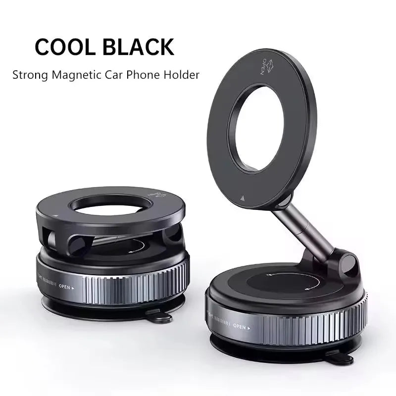 Magnetic Car Phone Holder – 360° Rotation, Strong Vacuum Suction Mount for All Smartphones