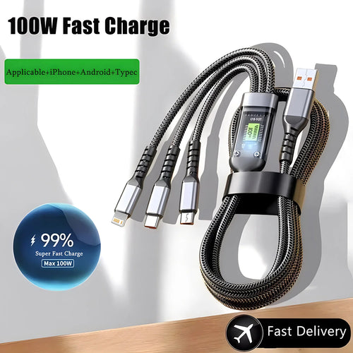 3 in 1 USB Wire Charging Cable 100W