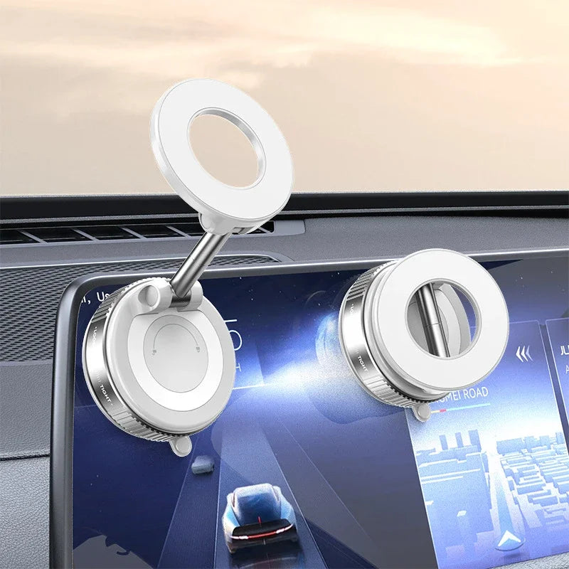 Magnetic Car Phone Holder – 360° Rotation, Strong Vacuum Suction Mount for All Smartphones